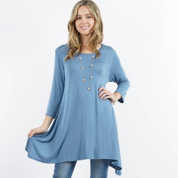 💜Side Tail Round Neck Rayon💜 Women's Blouse - Picture 2 of 3